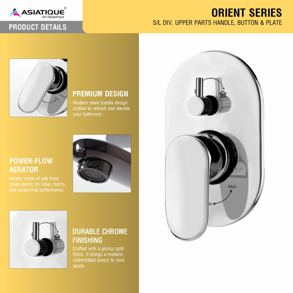 Asiatique S/L Div. Upper Parts Handle, Button & Plate (O-024), Orient Series Premium Brass Bathroom & Kitchen Faucet Collection