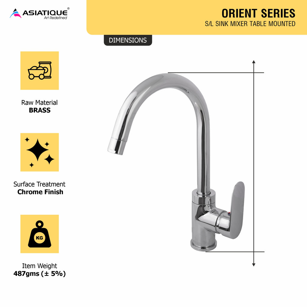 Asiatique S/L Sink Mixer Table Mounted (O-027), Orient Series Premium Brass Bathroom & Kitchen Faucet Collection