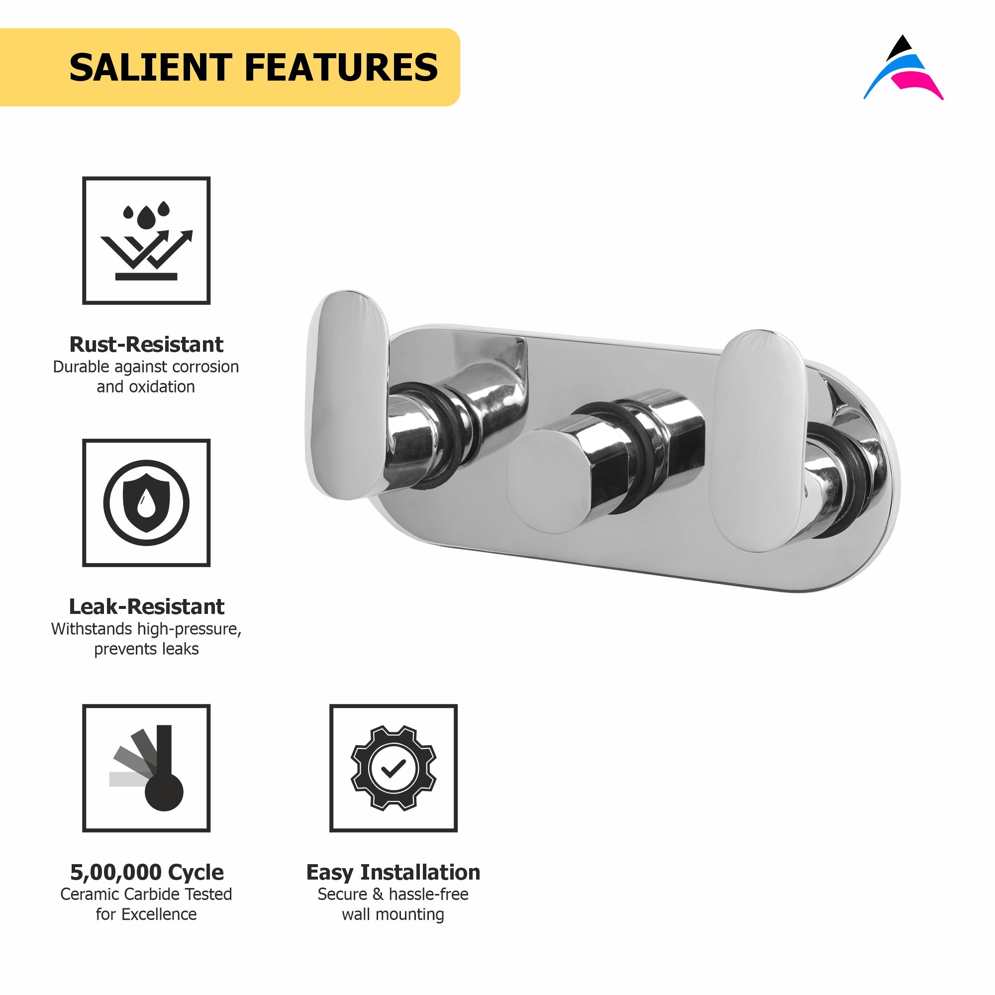 Asiatique Con. Wall Mixer Upper Part (O-029U), Orient Series Premium Brass Bathroom & Kitchen Faucet Collection
