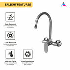 Asiatique S/L Sink Mixer Wall Mounted (O-031), Orient Series Premium Brass Bathroom & Kitchen Faucet Collection