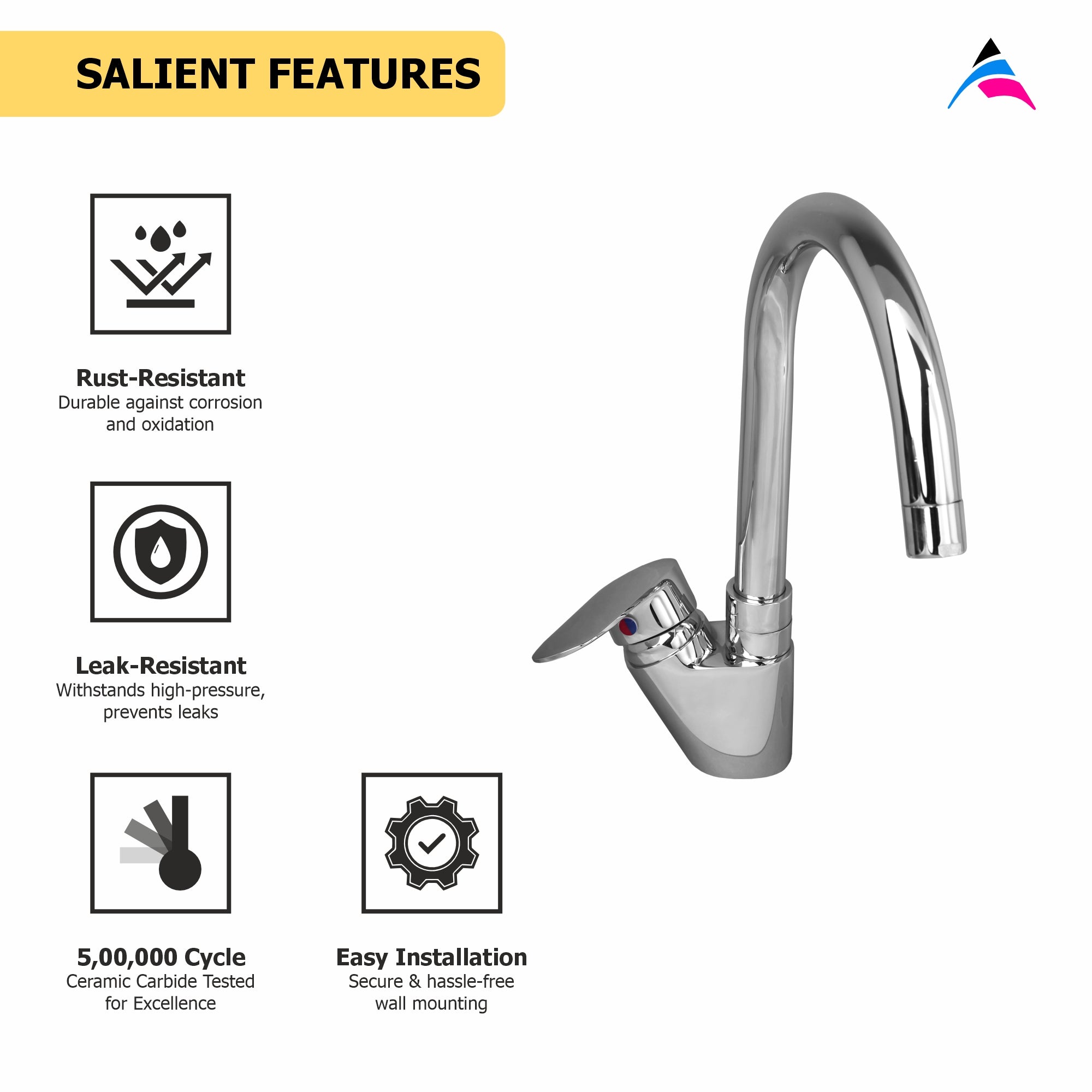 Asiatique S/L Basin Mixer Table Mounted (O-032), Orient Series Premium Brass Bathroom & Kitchen Faucet Collection