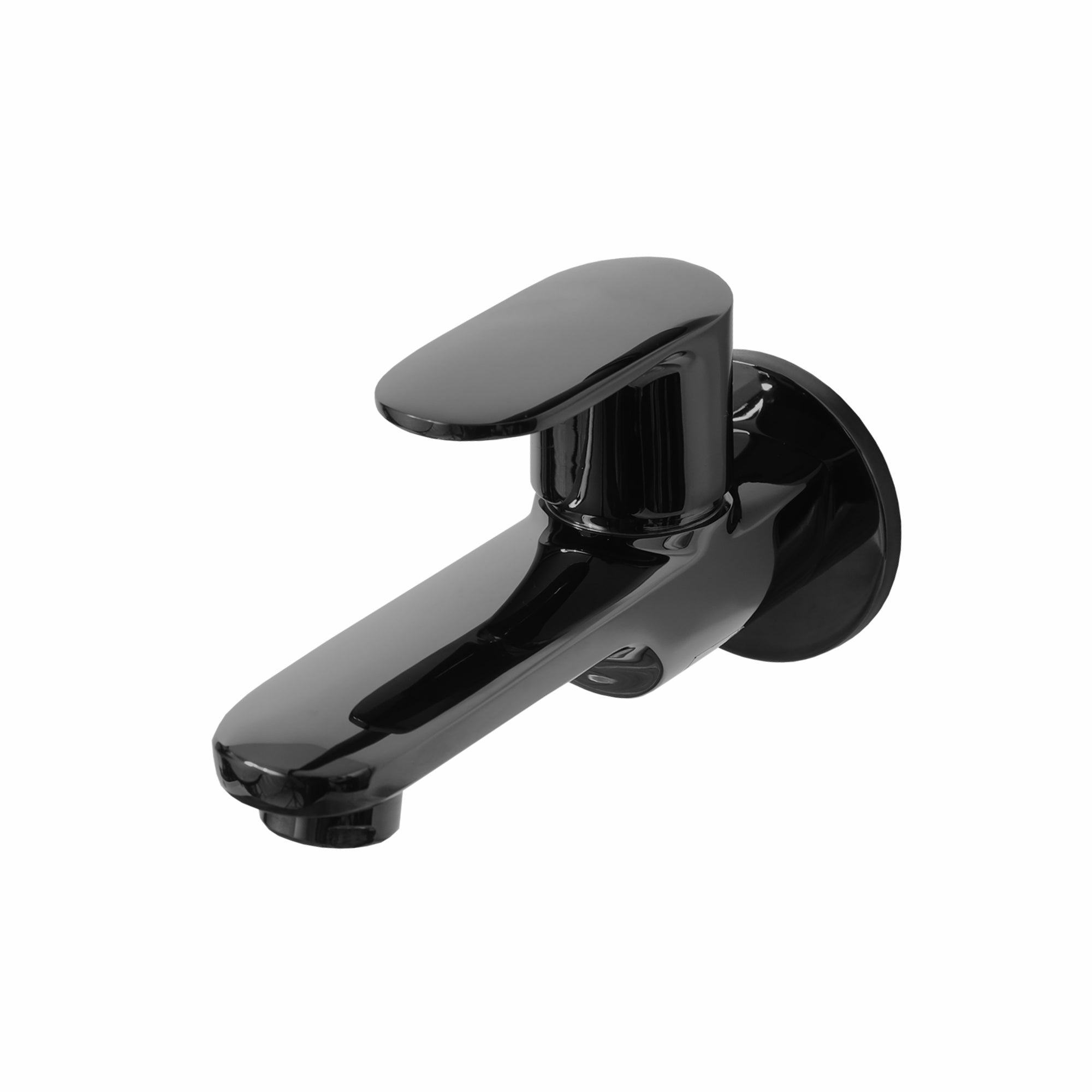 Asiatique Bib Cock Long Body With Wall Flange (OB-004) | Black Series Premium Brass Bathroom Faucets & CP Fittings | Matte Black Designer Collection