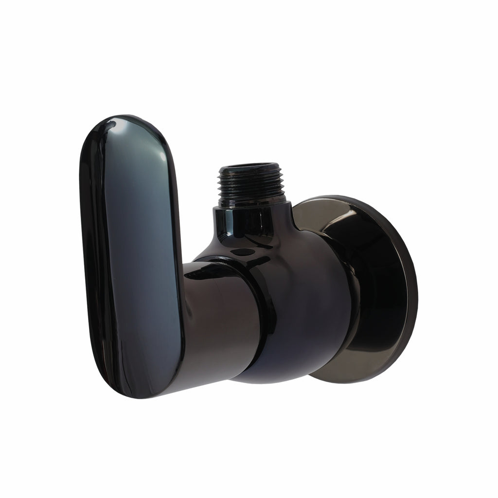 Asiatique Angle Cock With Wall Flange (OB-005) | Black Series Premium Brass Bathroom Faucets & CP Fittings | Matte Black Designer Collection