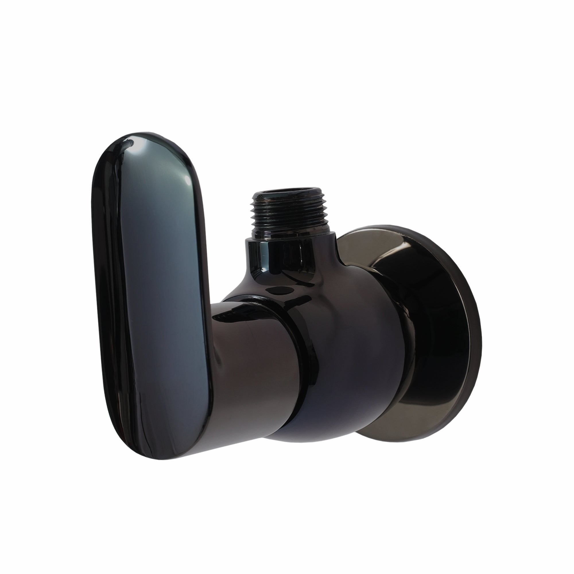Asiatique Angle Cock With Wall Flange (OB-005) | Black Series Premium Brass Bathroom Faucets & CP Fittings | Matte Black Designer Collection