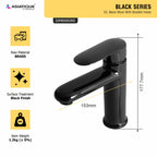 Asiatique S/L Basin Mixer With Braided Hoses (OB-009) | Black Series Premium Brass Bathroom Faucets & CP Fittings | Matte Black Designer Collection