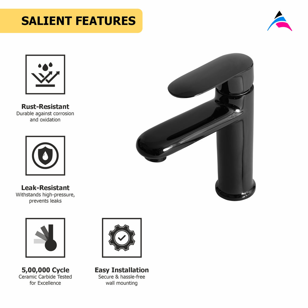 Asiatique S/L Basin Mixer With Braided Hoses (OB-009) | Black Series Premium Brass Bathroom Faucets & CP Fittings | Matte Black Designer Collection