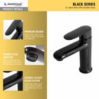Asiatique S/L Basin Mixer With Braided Hoses (OB-009) | Black Series Premium Brass Bathroom Faucets & CP Fittings | Matte Black Designer Collection