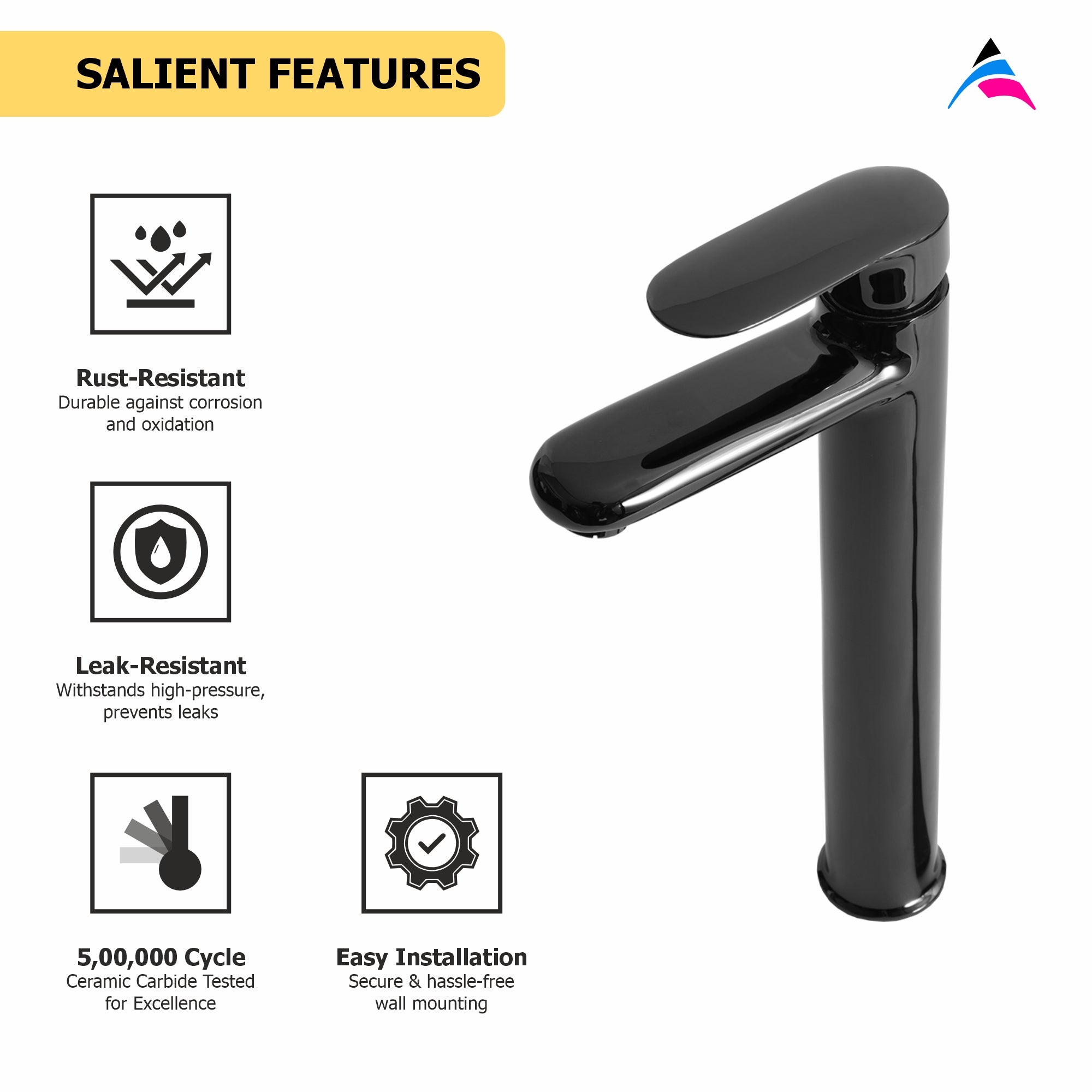 Asiatique S/L Basin Mixer With Extended Body With Braided Hoses (OB-009EX) | Black Series Premium Brass Bathroom Faucets & CP Fittings | Matte Black Designer Collection