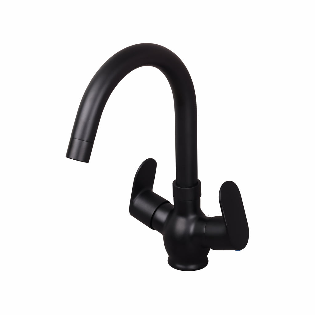 Asiatique C/H Basin Mixer with Swivel ‘J’ Spout | Orient Brush Black Series | OB-011 M