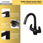 Asiatique C/H Basin Mixer with Swivel ‘J’ Spout | Orient Brush Black Series | OB-011 M