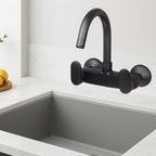 Asiatique Orient Brush Black Series – Sink Mixer With Swivel ‘J’ Spout Wall Mounted (OB-013 M)