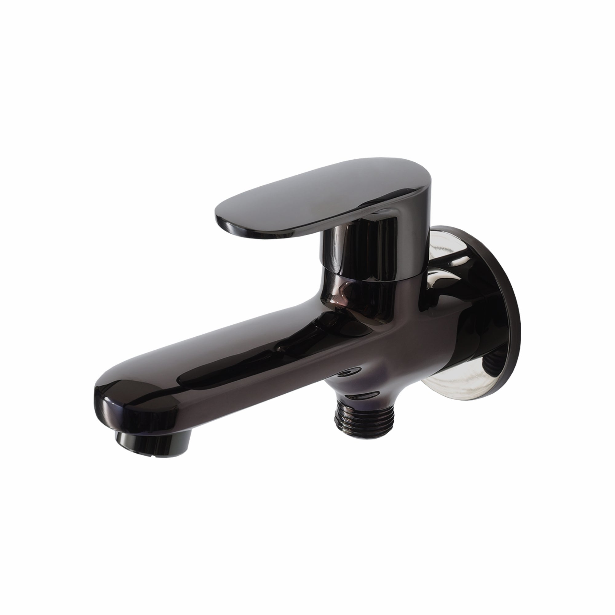Asiatique S/L 2 in 1 Bib Cock With Wall Flange (OB-015 S/L) | Black Series Premium Brass Bathroom Faucets & CP Fittings | Matte Black Designer Collection