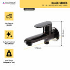 Asiatique S/L 2 in 1 Bib Cock With Wall Flange (OB-015 S/L) | Black Series Premium Brass Bathroom Faucets & CP Fittings | Matte Black Designer Collection