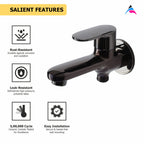 Asiatique S/L 2 in 1 Bib Cock With Wall Flange (OB-015 S/L) | Black Series Premium Brass Bathroom Faucets & CP Fittings | Matte Black Designer Collection