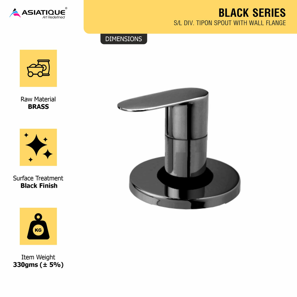 Asiatique Upper Parts Kit Glassy, Flange & Handle for con. & Flush Cock (OB-021U) | Black Series Premium Brass Bathroom Faucets & CP Fittings | Matte Black Designer Collection