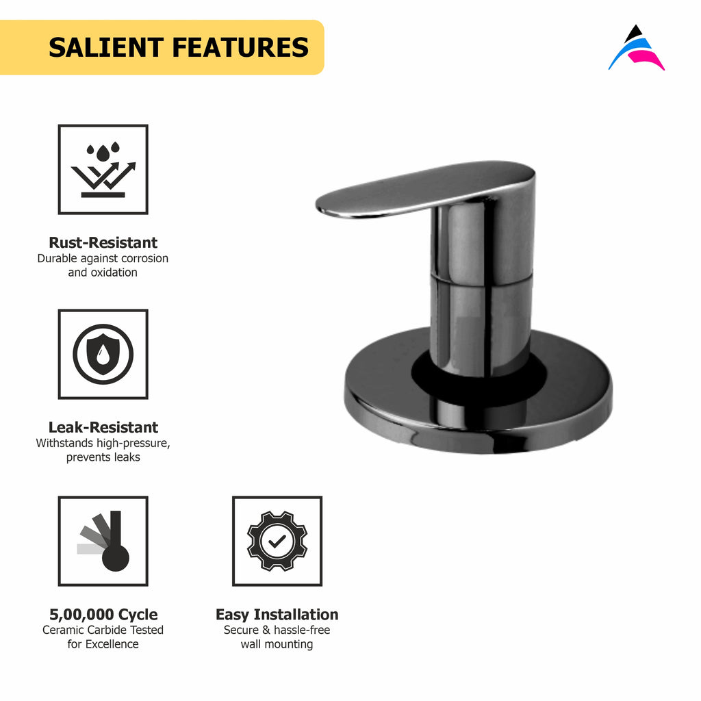 Asiatique Upper Parts Kit Glassy, Flange & Handle for con. & Flush Cock (OB-021U) | Black Series Premium Brass Bathroom Faucets & CP Fittings | Matte Black Designer Collection