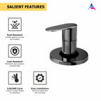 Asiatique Upper Parts Kit Glassy, Flange & Handle for con. & Flush Cock (OB-021U) | Black Series Premium Brass Bathroom Faucets & CP Fittings | Matte Black Designer Collection