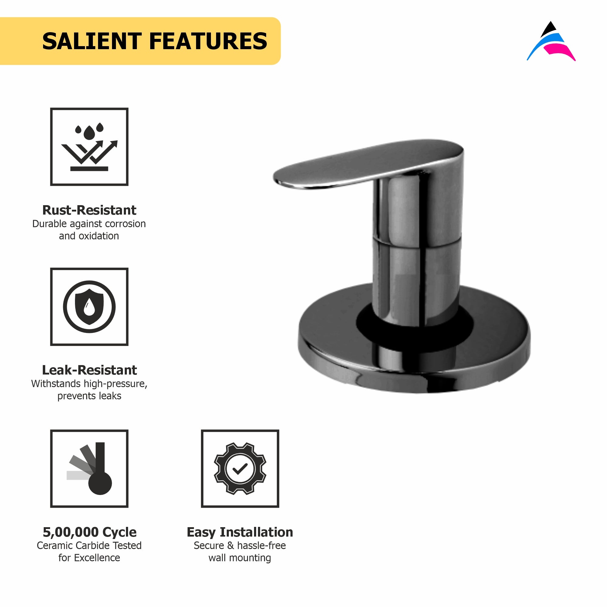 Asiatique Upper Parts Kit Glassy, Flange & Handle for con. & Flush Cock (OB-021U) | Black Series Premium Brass Bathroom Faucets & CP Fittings | Matte Black Designer Collection