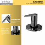 Asiatique Upper Parts Kit Glassy, Flange & Handle for con. & Flush Cock (OB-021U) | Black Series Premium Brass Bathroom Faucets & CP Fittings | Matte Black Designer Collection