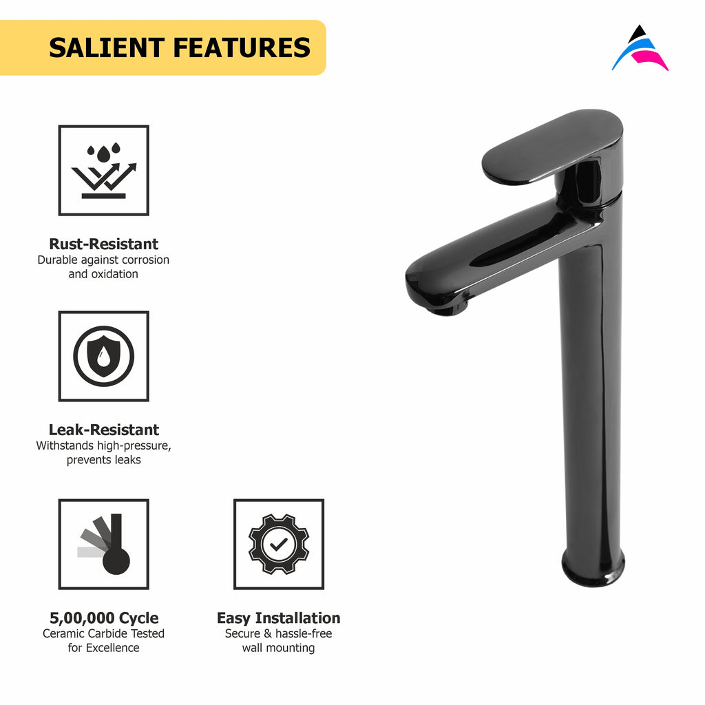 Asiatique Pillar Cock With Extension Body (OB-023) | Black Series Premium Brass Bathroom Faucets & CP Fittings | Matte Black Designer Collection