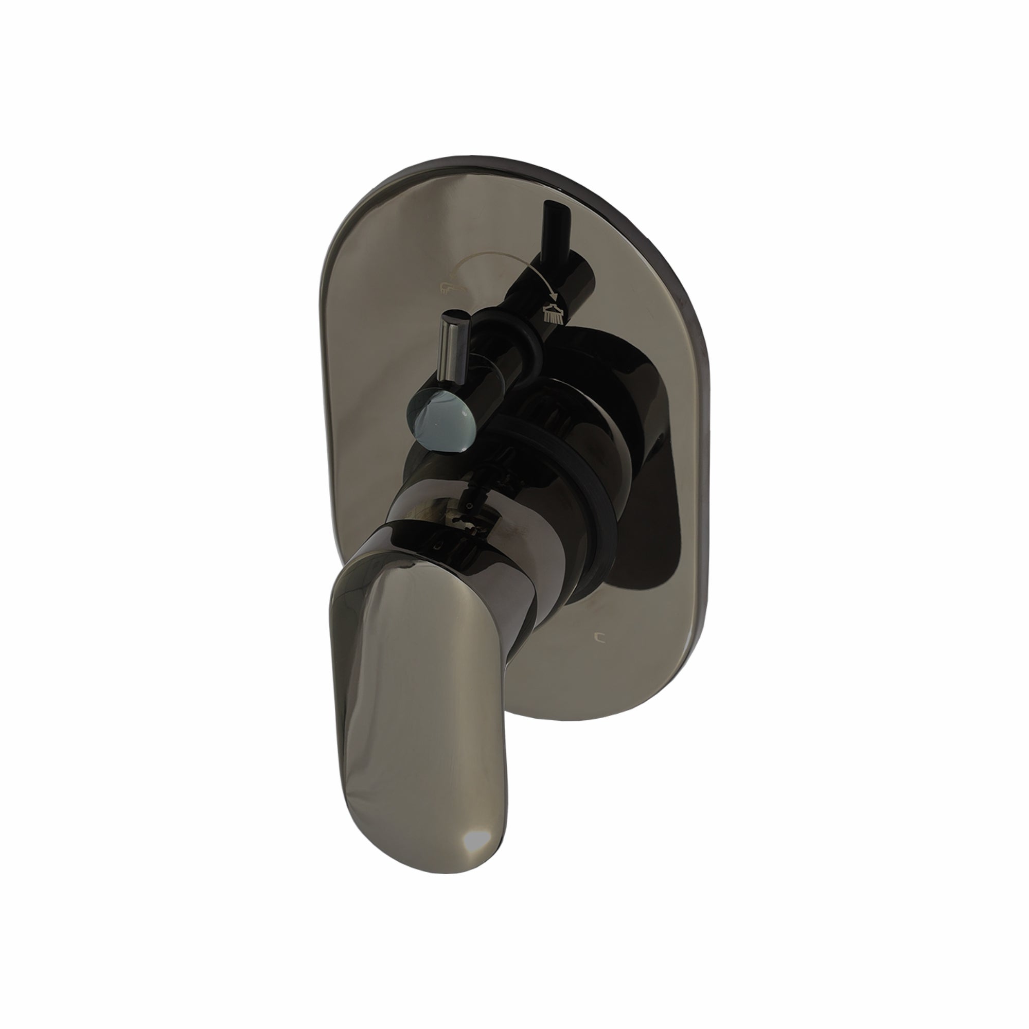 Asiatique S/L Div. Upper Parts Handle, Button, Glassy & Plate (OB-024) | Black Series Premium Brass Bathroom Faucets & CP Fittings | Matte Black Designer Collection