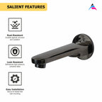 Asiatique S/L Div. Plain Spout With Wall Flange (OB-025) | Black Series Premium Brass Bathroom Faucets & CP Fittings | Matte Black Designer Collection