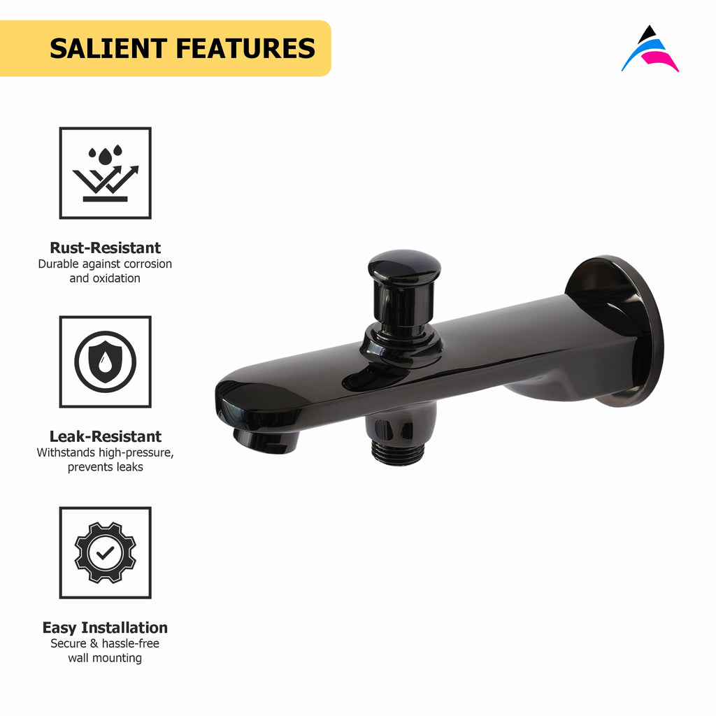 Asiatique S/L Div. Tipon Spout With Wall Flange (OB-026) | Black Series Premium Brass Bathroom Faucets & CP Fittings | Matte Black Designer Collection