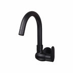 Asiatique Orient Brush Black Series – Sink Cock With Swivel ‘J’ Spout Wall Mounted With Flange (OB-008 M)
