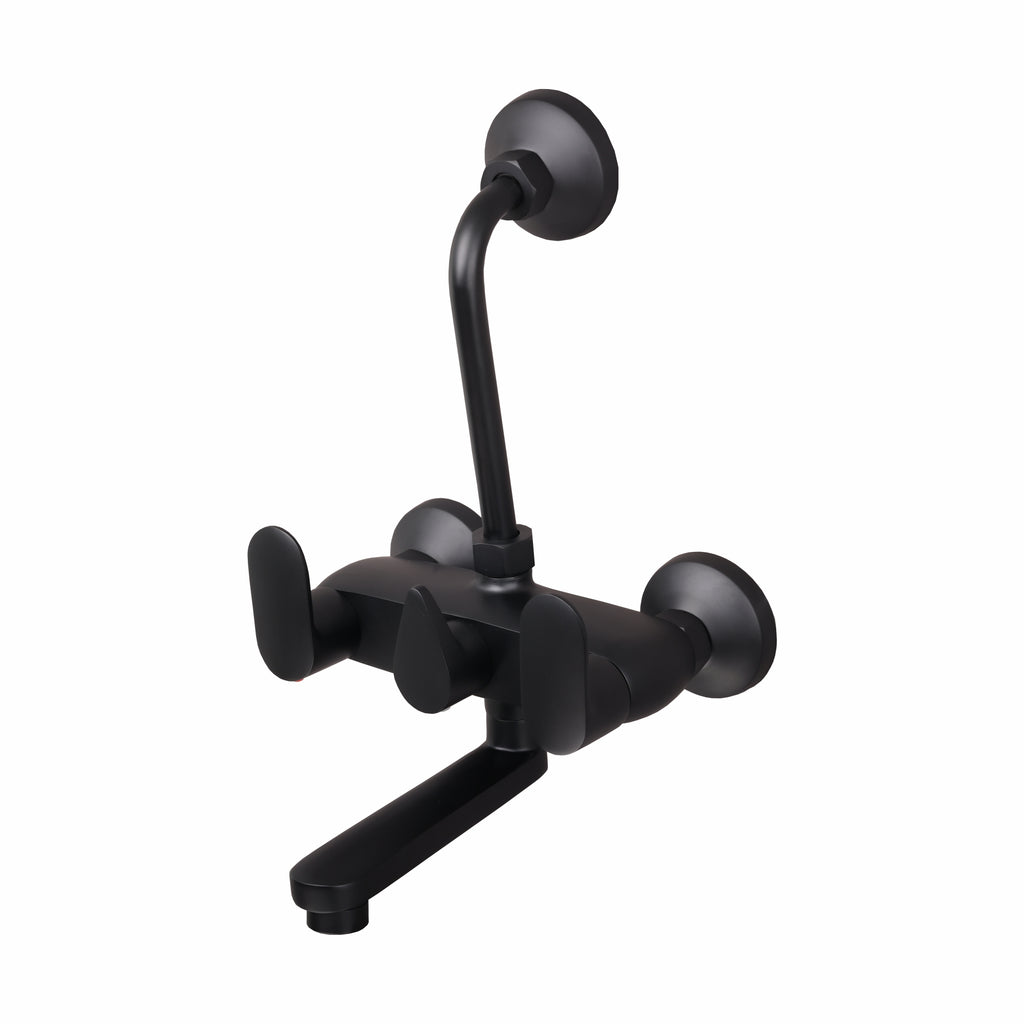Asiatique Orient Brush Black Series – Wall Mixer Telephonic With ‘L’ Bend for ARR. Of O/H Shower (OB-017 M)