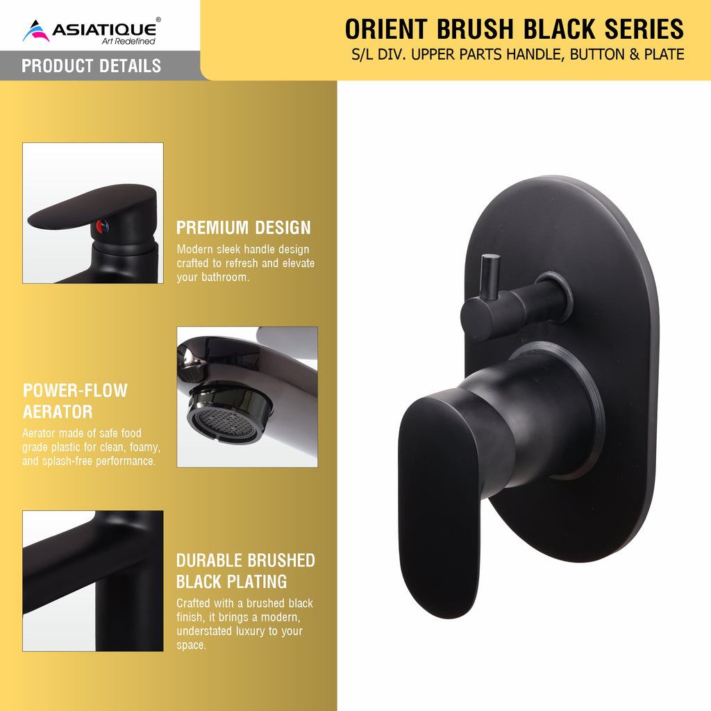 Asiatique Orient Brush Black Series – S/L Div. Upper Parts Handle, Button & Plate (OB-024 M)