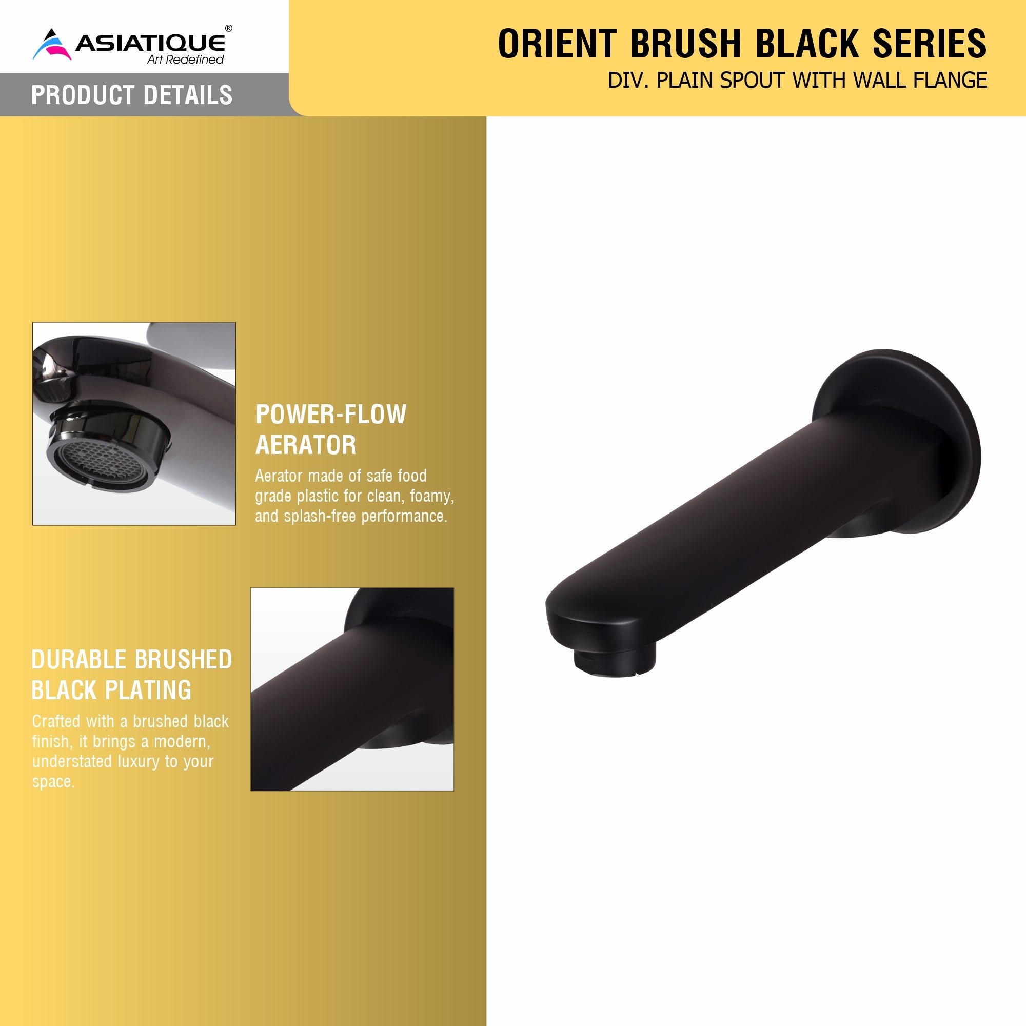 Orient Brush Black Series – Div. Plain Spout With Wall Flange (OB-025 M)