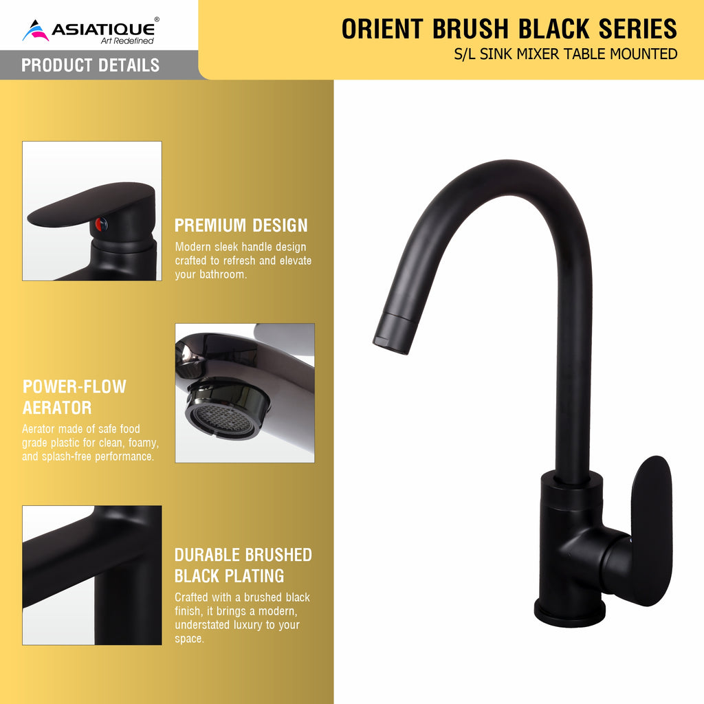 Orient Brush Black Series – S/L Sink Mixer Table Mounted (OB-027 M)