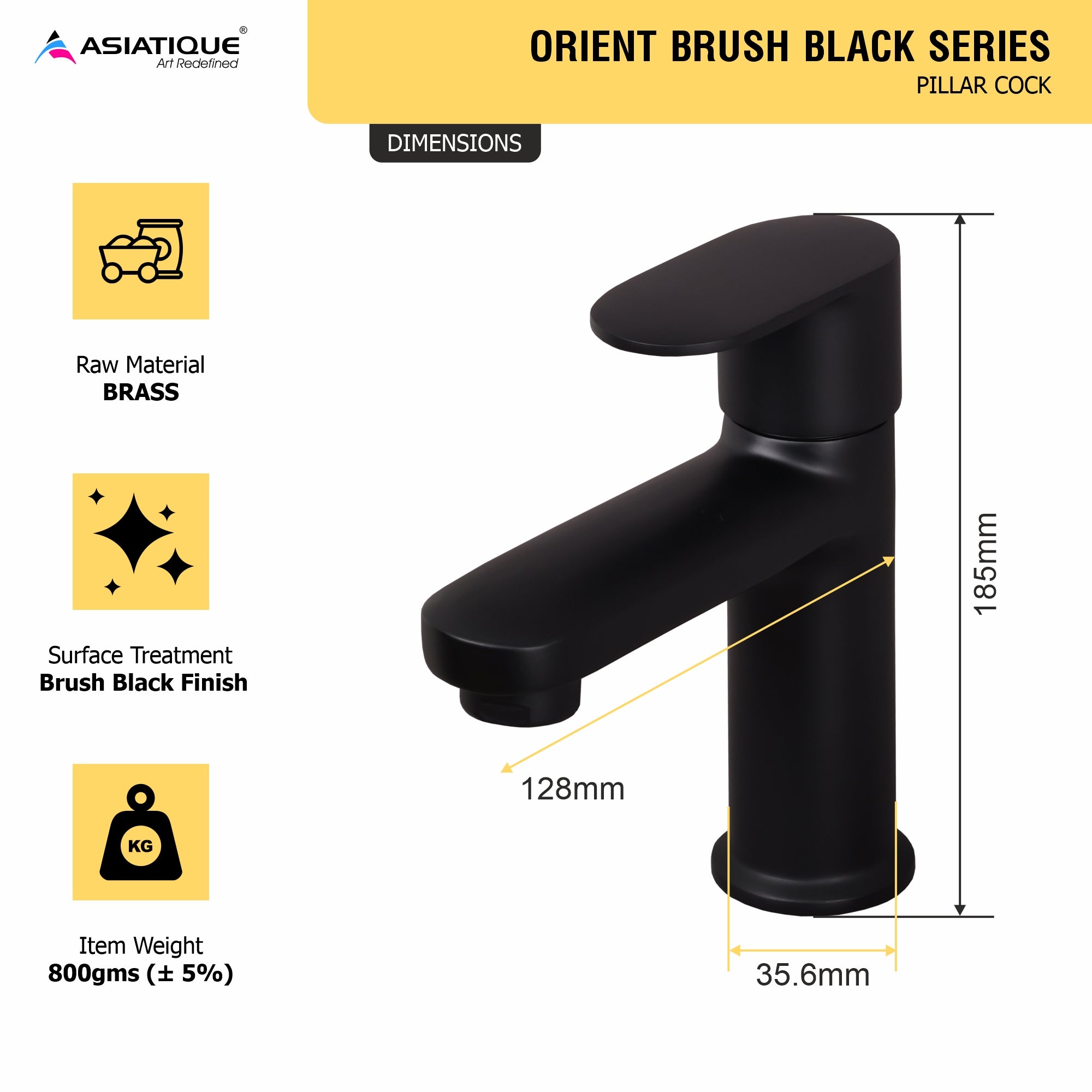 Asiatique Pillar Cock - Orient Brush Black Series - OB000M