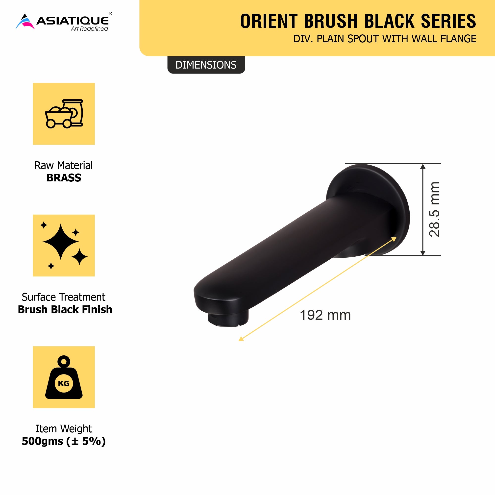 Orient Brush Black Series – Div. Plain Spout With Wall Flange (OB-025 M)