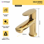 Asiatique Pillar Cock (OG-000), Gold Series Premium Brass Faucets – Gold Finish Bathroom & Kitchen Taps