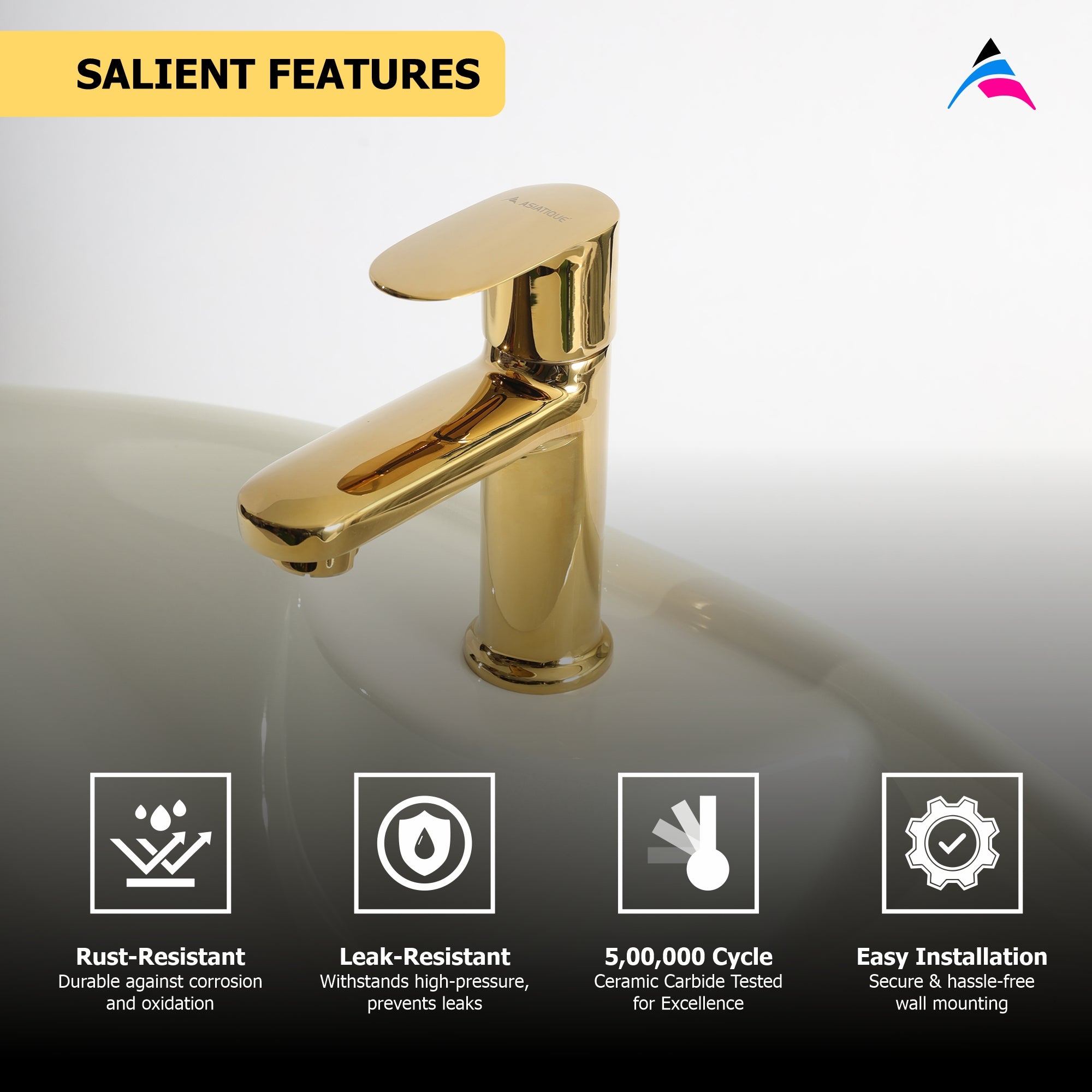 Asiatique Pillar Cock (OG-000), Gold Series Premium Brass Faucets – Gold Finish Bathroom & Kitchen Taps