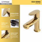 Asiatique Pillar Cock (OG-000), Gold Series Premium Brass Faucets – Gold Finish Bathroom & Kitchen Taps
