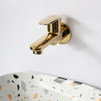 Asiatique Bib Cock Long Body With Wall Flange (OG-004), Gold Series Premium Brass Faucets – Gold Finish Bathroom & Kitchen Taps