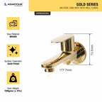 Asiatique Bib Cock Long Body With Wall Flange (OG-004), Gold Series Premium Brass Faucets – Gold Finish Bathroom & Kitchen Taps