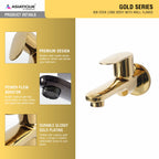 Asiatique Bib Cock Long Body With Wall Flange (OG-004), Gold Series Premium Brass Faucets – Gold Finish Bathroom & Kitchen Taps