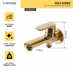 Asiatique S/L 2 in 1 Bib Cock With Wall Flange (OG-015 S/L), Gold Series Premium Brass Faucets – Gold Finish Bathroom & Kitchen Taps