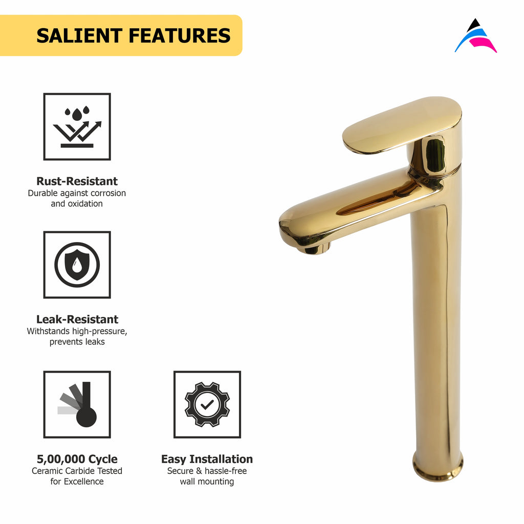 Asiatique Pillar Cock With Extension Body (OG-023), Gold Series Premium Brass Faucets – Gold Finish Bathroom & Kitchen Taps