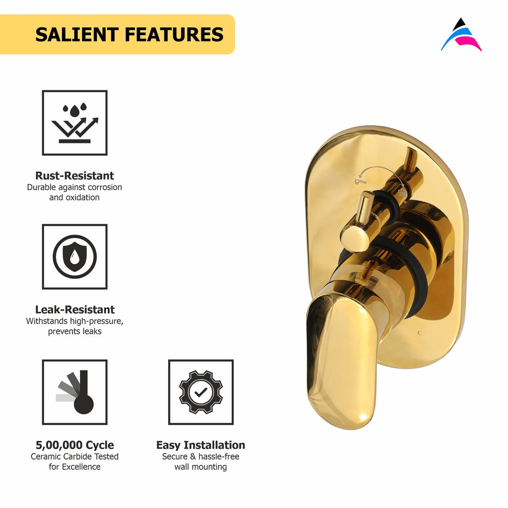Asiatique S/L Div. Upper Parts Handle, Button, Glassy & Plate (OG-024), Gold Series Premium Brass Faucets – Gold Finish Bathroom & Kitchen Taps