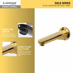 Asiatique S/L Div. Plain Spout With Wall Flange (OG-025), Gold Series Premium Brass Faucets – Gold Finish Bathroom & Kitchen Taps