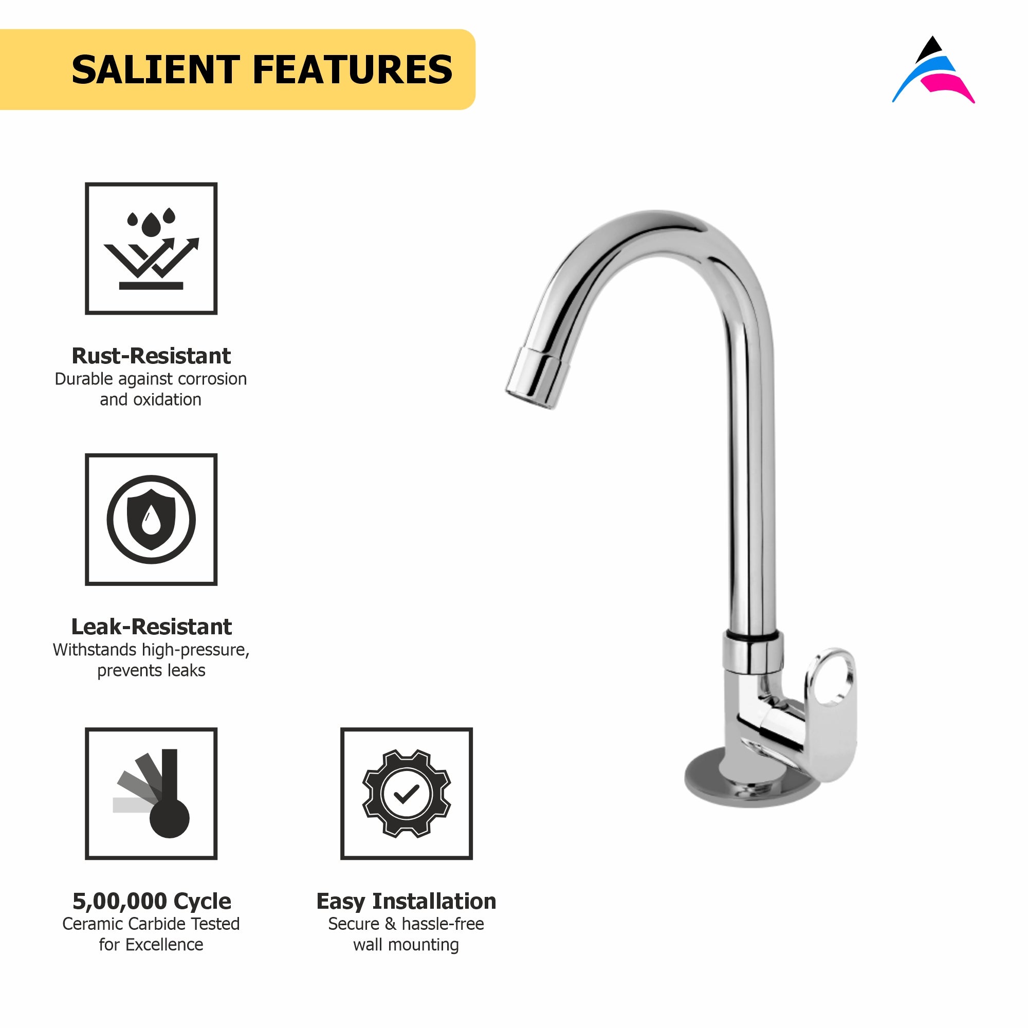 Asiatique Pillar Cock  With Extended Swivel  'J' Spout (OP-002), OPPO Series Premium Faucets & Mixers