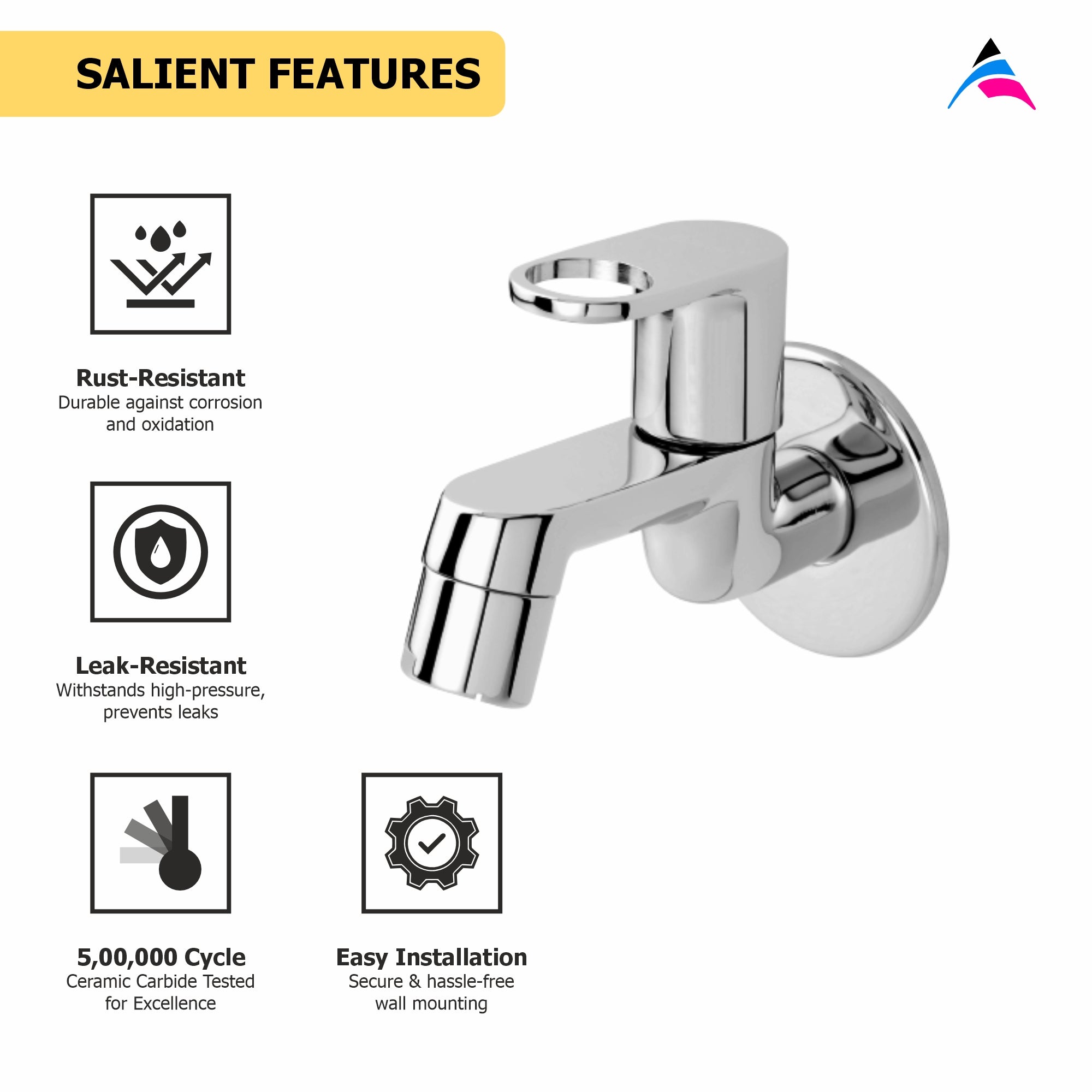 Asiatique Bib Cock  With Wall Flange   (OP-003), OPPO Series Premium Faucets & Mixers