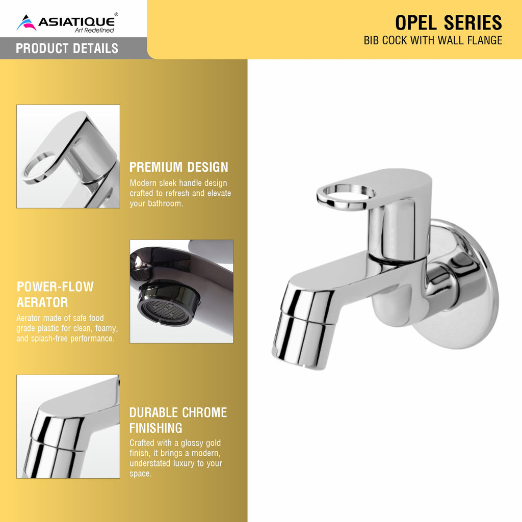 Asiatique Bib Cock  With Wall Flange   (OP-003), OPPO Series Premium Faucets & Mixers