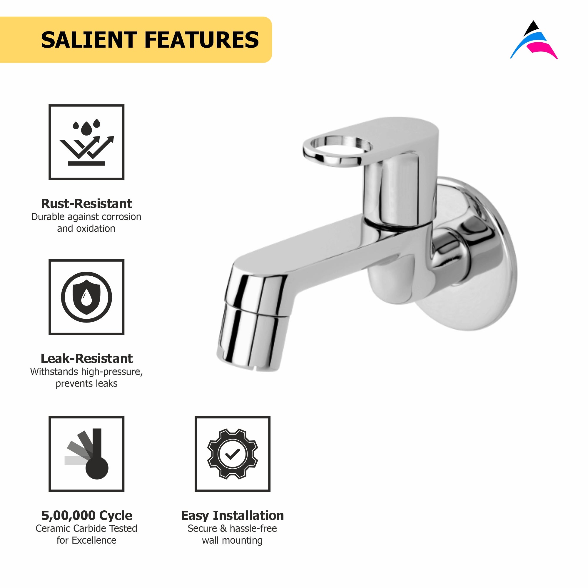Asiatique Bib Cock Long Body With Wall Flange   (OP-004), OPPO Series Premium Faucets & Mixers
