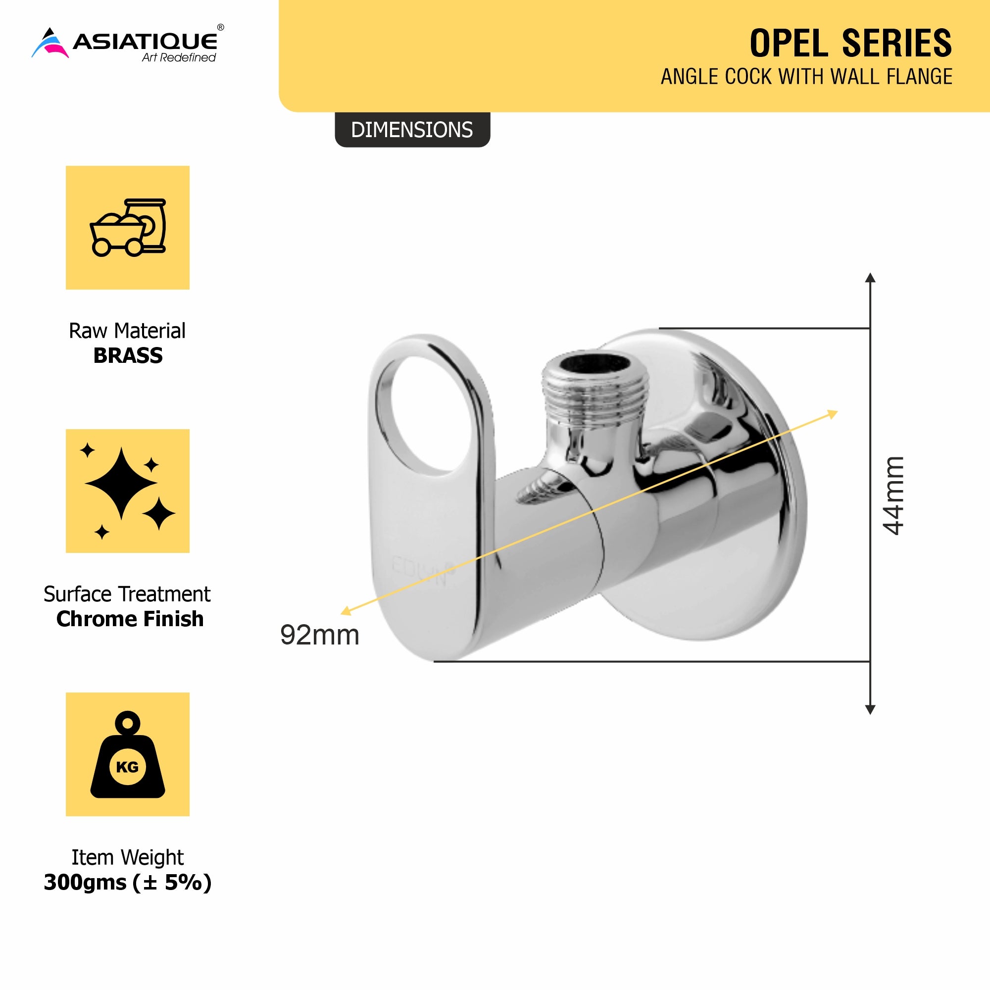 Asiatique  Angle Cock With Wall Flange   (OP-005), OPPO Series Premium Faucets & Mixers