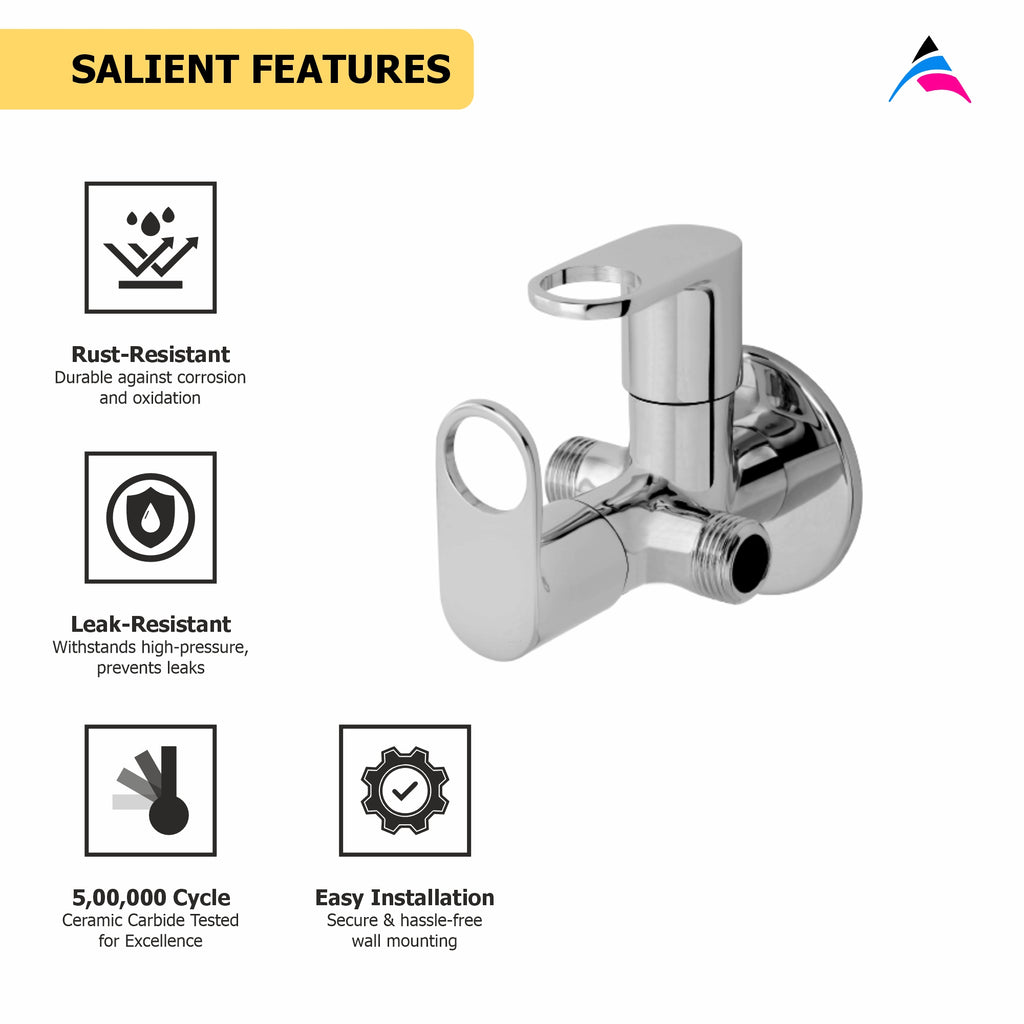 Asiatique 2 Way Angle Cock With Wall Flange   (OP-005TW), OPPO Series Premium Faucets & Mixers